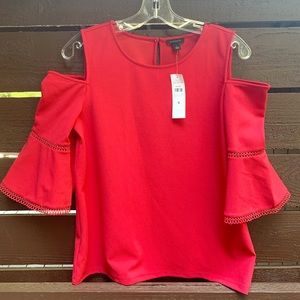 Ann Taylor Red Cold-Shoulder Top